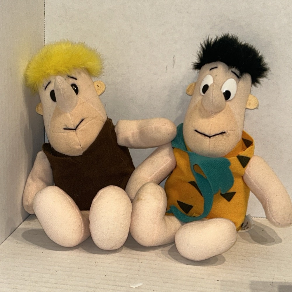 Vintage 1987 Hanna‎ Barbera  Fred Flintstone Barney Rubble Plush Toy P4